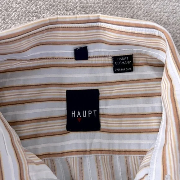 Haupt Button Down Long Sleeve Dress Shirt Striped Size Medium - Picture 2 of 4